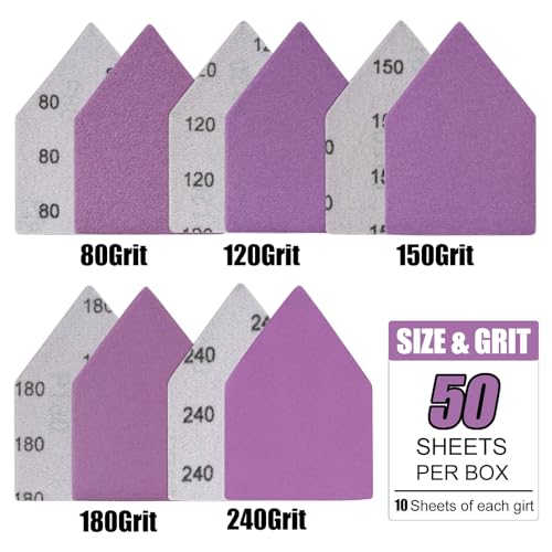 90mm x 65mm Triangle Sanding Sheets, Fits for Milwaukee M12 Fuel Sander - style: 80-240 Grit