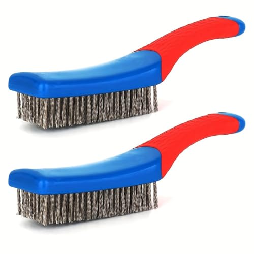Heavy Duty Wire Brush for Cleaning, Dense Steel Brush with Handle, Ideal for Rust Removal and Home Kitchen Use