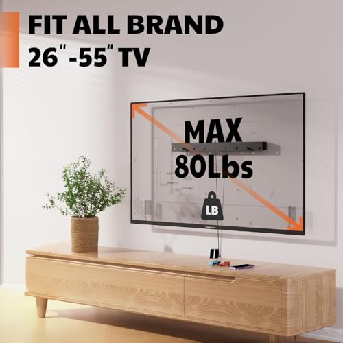 AENTGIU Studless TV Wall Mount, Heavy Duty Drywall TV Bracket Hanger for 26-55 inch Flat Screen TVs, No Stud, NO Drill, No Anchors, Easy Install with All Hardware Included - size: Fit 26 to 55 inches TVs, style: 1 SET