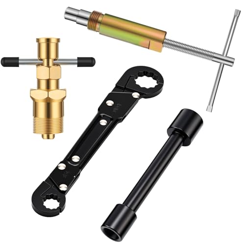 4 Pcs Angle Stop Wrench Kit Plumbing Tool, Olive Ring Removal Tool with Diameter of 1/2", 3/4", Compression Sleeve Puller for 1/2" Compression Fitting, Install Angle Stop Nut(Olive,Black) - size: Black, style: Olive
