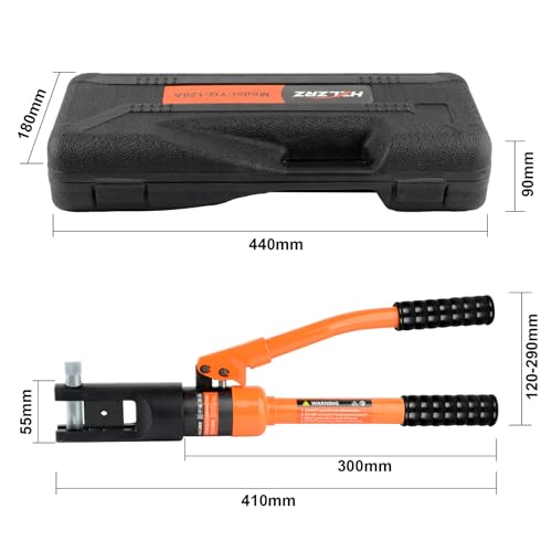 HZLZRZ Hydraulic Crimping Tool 12 Tons, Range 8AWG-4/0AWG(250MCM), Hydraulic Cable Lug Crimper with Standard US 9 Pairs of Dies for Wire Battery Cable Terminal Crimping Tool