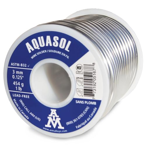AIM Lead-Free Plumbing Solder, Silver Bearing, 0.125inch dia, 1 Lb Spool - size: 1lb-454g (3mm-0.125inch)