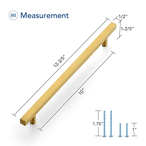 Ravinte Gold Cabinet Handles 10 Inch 10 Pack, Square Cabinet Pulls - size: 10 Inch Hole Centers