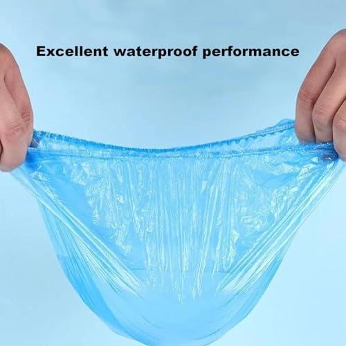 Shoe Covers Disposable Non Slip - Pack of 200 (100 Pairs), Premium Waterproof Shoe Booties for Indoors & Outdoors, Fits Up to Men's 11 & Women's 13, Recyclable Shoe Protectors (Boot Covers Blue).