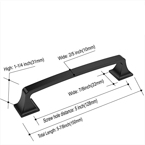 Amerdeco 10 Pack Kitchen Cabinet Handles Matte Black Cabinet Pulls 5 Inch(128mm) Hole Center Cabinet Hardware for Bathroom Drawer Pulls Dresser Pulls ZH0002 - color: Matte Black, size: 5" hole center