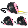 Bullseye Tape Measure 12 Foot 3-Pack | Pink | Small, Retractable Measuring Tapes with Pause Buttons | Easy-to-Read Standard and Metric Measurements for Adults and Kids | Inches and Centimeters - color: Pink