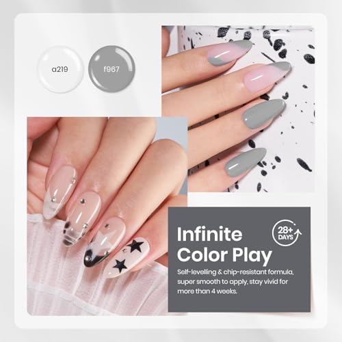 Beetles Grey Gel Polish Set, Soft Eclipse Collection, 6 Colors - color: A - Creme | 0-0-Soft Eclipse