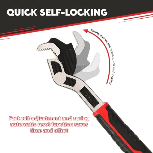 Multifunctional Adjustable Wrench, Automatic Size Adjustment Self-locking Wrench, 19-43mm Spring QuickWrench, Suitable for Pipeline Maintenance, Can Replace RatchetWrench, Pipe Clamp, etc. - size: 1-Piece Set (12 inch)