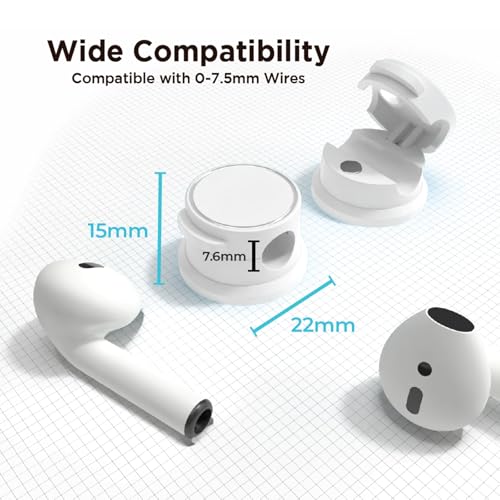 Travel Depot Cable Management Magnetic Snap Organizer 6-Pack, White - color: White