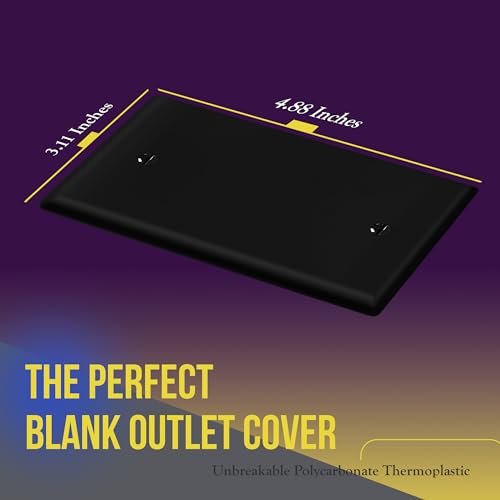 ENERLITES 5 Pack Mid-Size Blank Wall Plate Cover, No Device, 1-Gang, Black - color: Black, size: Mid-Size