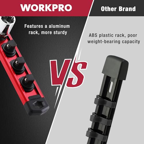 WORKPRO Magnetic Socket Organizer, Heavy Duty 1/2-Inch Drive Socket Rail - color: Red, size: 1/2" DR