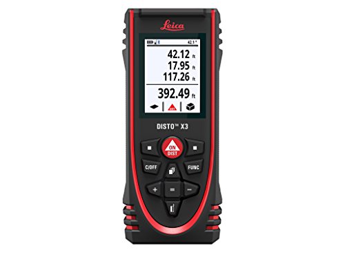 Leica Disto X3 - Range 500ft, Bluetooth, Smart Horizontal, Add/Subtract, Volume, IP67 Dust, Water, Shock Protection, Intelligent end-piece, Rotaing Display, Hand Loop, Pouch.