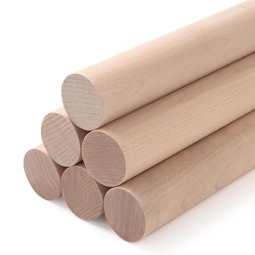 ALBO 1" x 24" Wooden Dowel Rods Set - 5 Pack Birch Natural Heavy Duty Hardwood Craft Sticks Furniture Woodworking Smooth Sanded Finish Railings Supports Decor Crafts Bulk Professional Pack - size: 1" x 24" 5 Pcs