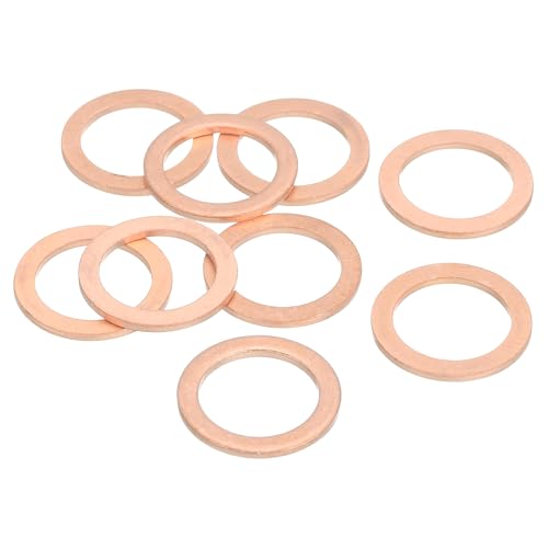 MECCANIXITY 9Pcs Flat Washer, M16 Copper Washers Copper Sealing Ring Crush Washer Kit Assortment, 16mm ID, 22mm OD, 1.5mm Thick for Bolts Screws Machinery Repair - size: 16mmx22mmx1.5mm
