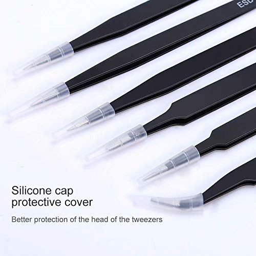 6PCS Precision Tweezers Set, Upgraded Anti-Static Stainless Steel Tweezers