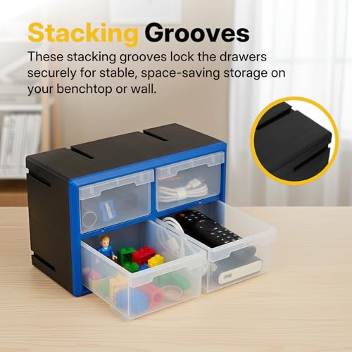 Northsky 4-Drawer Small Parts Cabinet, Stackable, Clear, 14.17 × 7.09 × 9.45 in 4 * Clear - size: 4 Drawer