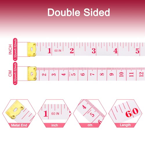 GDMINLO 3 Pack Tape Measure Measuring Tape for Body Fabric Sewing Tailor Cloth Knitting Craft Weight Loss Measurements Retractable 60-inch 1.5 Meter, Small Push ButtonDouble Scales Rulers