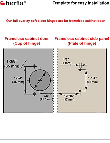 Berta 10-Pack Full Overlay Frameless Soft-Close European Hinges, 110° 3D Adjustable, Clip-On Concealed Kitchen Cabinet Door Hinges with Screws - Ideal for Modern Cabinets - size: 10 Pieces
