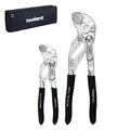 toolant 5/7-Inch Chrome Plated Pliers Wrench Set, CR-V Adjustable Wrenches with Anti-Rust Coating, Smooth Parallel Jaws, Comfort Grip, Storage Pouch for Home Repair, Plumbing, Nuts & Pipes - size: 5/7-inch Chrome
