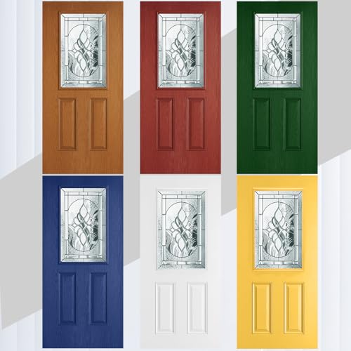 Pushglossy 22 x 36 Entry Door Glass Insert White Exterior Front Door Window Inserts Replacement Kit for Home Improvement (Low-e Glass,Nickel Caming) - size: 22 x 36, style: Nickel Caming