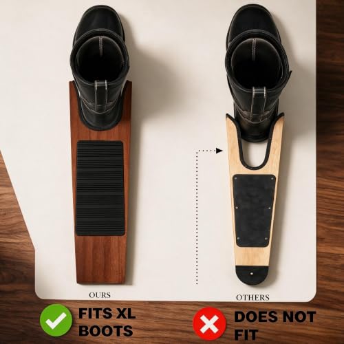 Premium Wood Boot Jack, Heavy Duty Cowboy Boot Remover Tool - color: Brown