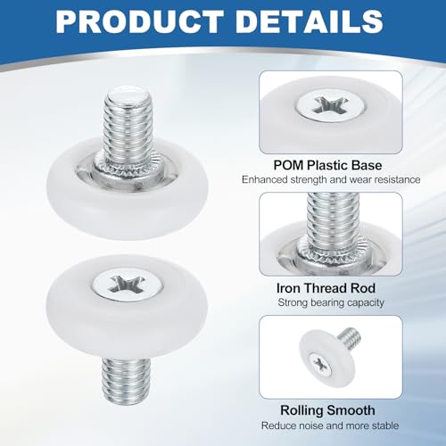 uxcell 12Pcs 19mm Drawer Rollers, M6 x 0.33" Thread Plastic Positioning Pulleys Curved Surface Small Drawer Pulley Bearing Replacement Wheel for Furniture Parts Cabinet Cupboard Slides - size: 19mm M6 x 0.33"
