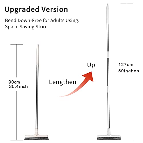 LandHope Grout Brush with Long Handle 50inches Grout Cleaner for Tile Floors Crevice Floor Scrub Brush 120° Rotatable Bathtub Clean Tool Grout Scrubber Indoor Kitchen Shower for Hard to Reach Areas