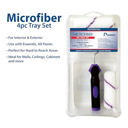 Premier, 44361, 4-Piece 4" Microfiber Mini Paint Roller Kit