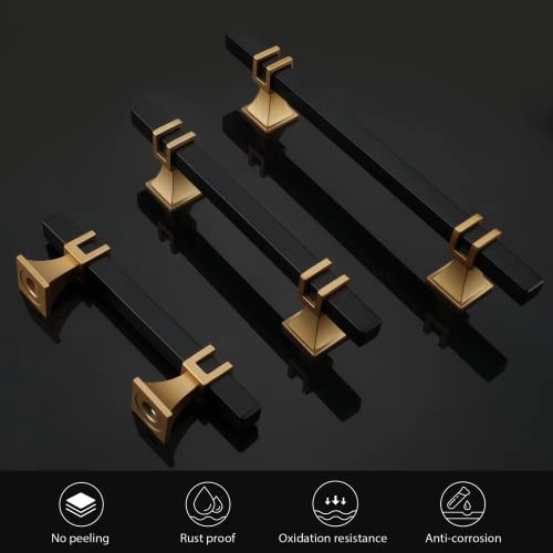 10 Pack 5 Inch Black and Gold Cabinet Pulls Black and Gold Cabinet Handles Kitchen Cabinet Handles Dresser Drawer Pulls Kitchen Cabinet Hardware - color: Black & Matte Gold, size: 5 inch (128mm) Hole Center Pull
