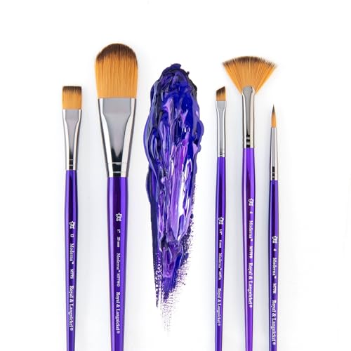 Royal & Langnickel Moderna, 5pc Variety Brush Set for All Painting Mediums, Includes - Oval Wash, Angular, Shader, Fan & Round Brushes - style: Variety