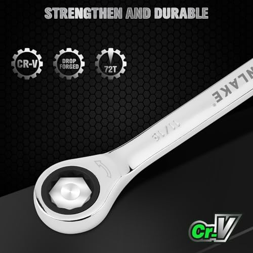 12-Piece Ratcheting Wrench Set, SAE 1/4 - 3/4 inch Ratchet Combination Wrenches Set, 12-Point 72-Tooth Ratchet Spanners with Magnetic Base Organizer, Chrome Vanadium Steel for Automotive Mechanic Tool - style: Ratchet SAE