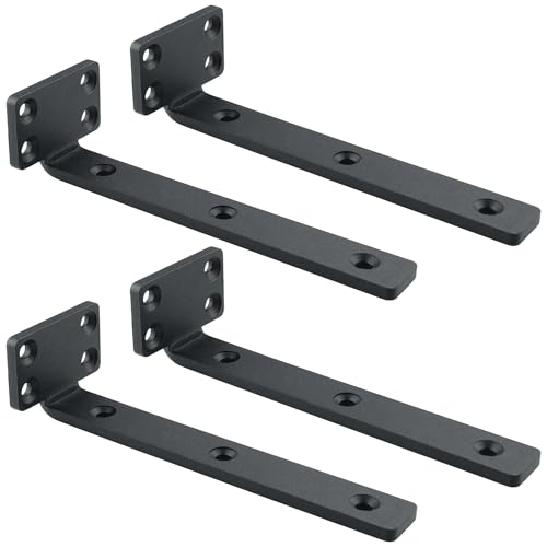 Mooche 4Pack Floating Shelf Brackets, Heavy Duty L Brackets Wall Mounted - color: Balck, size: 5.92*1.42 Inch