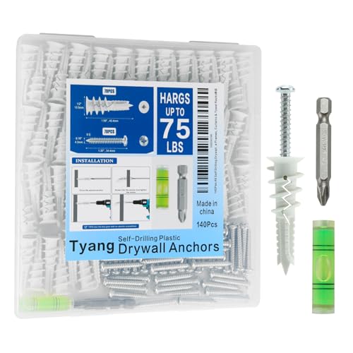 #8 Self Drilling Drywall Anchors and Screws Kit, 140 Pieces