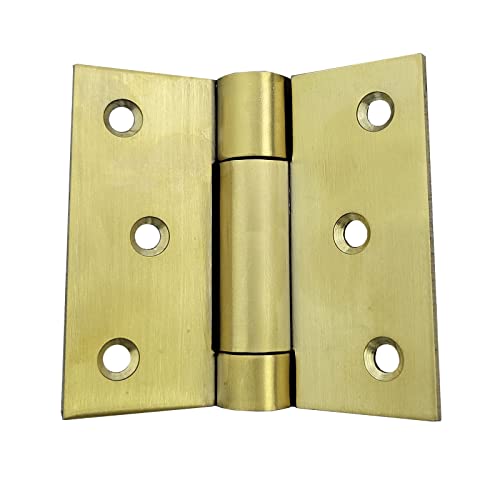 4 Pcs Self-Closing Stainless Steel Door Hinge Spring Door Hinges Brass Heavy Duty Square Thickness 3mm (3 inch) - size: 3 Inch