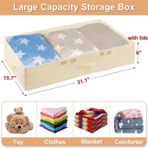punemi 6 in Tall Under Bed Storage, Wedding Dress Box, 2 Pack, Beige - color: Beige, size: 2 Pack-6 inch Tall-Structured