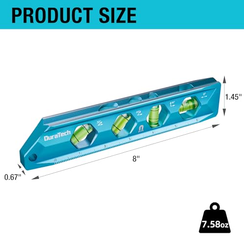 DURATECH 8-Inch Level, Magnetic Torpedo Level for DIY and Household Use - size: 8"