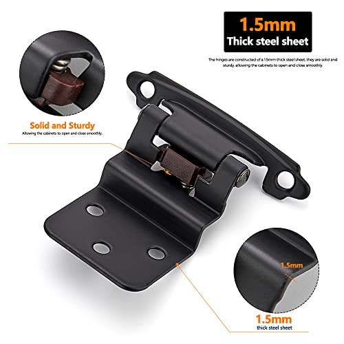 Ravinte 3/8" Inset Matte Black Cabinet Hinges 10 Pack (5 Pairs) - color: Matte Black