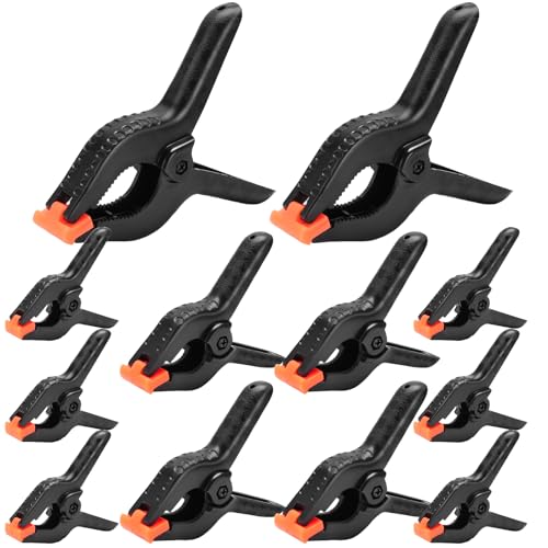 12 Pack Plastic Spring Clamps Set, 3 Sizes of Spring Clips - size: 3.5in,4.5in,6in-12P