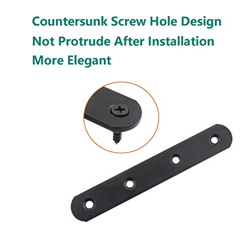 4 Pack Flat Mending Plate for Wood, ULIFESTAR Black Iron Flat Straight Brace Brackets Metal Repair Fixing Wood Brace Joining Plates Connector for Repairing Wooden Furniture with Mounting Screws - size: 5.12 x 0.79 x 0.12 inches