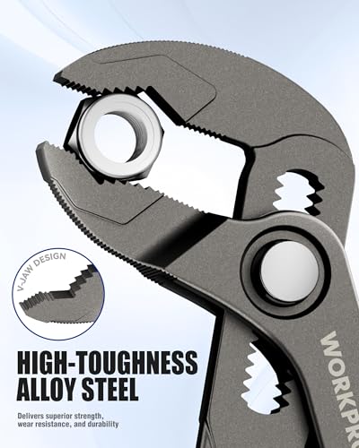 WORKPRO Mini Water Pump Pliers, 4-Inch Groove Joint Pliers for Tight Spaces - color: Grey