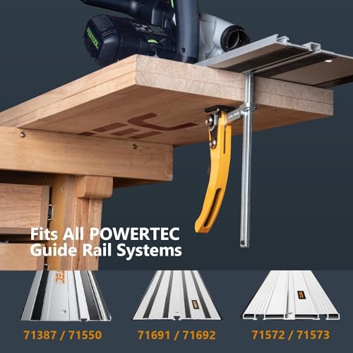 POWERTEC 72104 Aluminum Pocket Hole Jig Set with 7" Quick Release Ratcheting Table Clamp | Joinery Woodworking Jig Tool with Base, 1-1/4" Dust Port and Hardware - style: AluminumPocket Hole Jig Set w/ 7" Clamp
