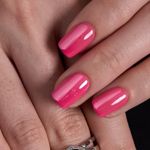 CurvLife Short Square Press On Nails, Lemon Glaze Yellow, Soft Gel - color: Blush Mirror