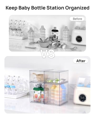 Vtopmart Clear Stackable Storage Drawers Set of 8, Plastic Organizer Bins - style: 4 Small+4 High