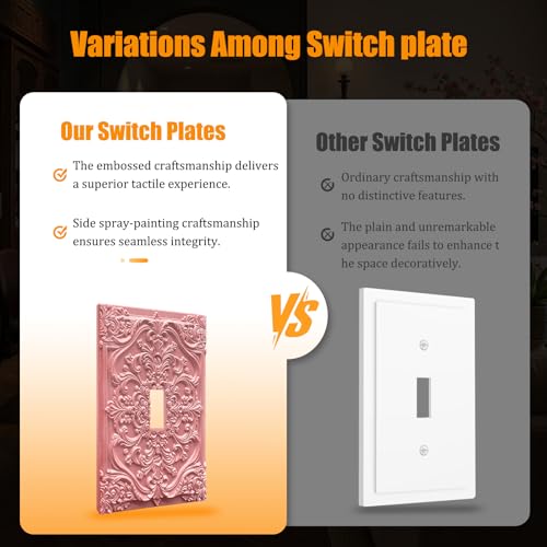 Decorative Light Switch Plate Covers Pink Flower Elegant 3D Floral Embossed 1 Gang Light Switch Cover Plate Single Toggle Wall Plate Outlet Covers Faceplate for Bedroom Home Decor - color: Pink, size: 1-Gang Toggle/ 5 x 3 IN