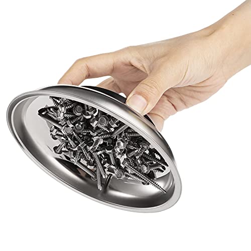 Hedume 6-Piece Magnet Trays Set, 3" 4" 6" Round Magnetic Parts Tray, Stainless Steel Magnetic Trays Tools Parts Tray Holder for Socket Screw, Nuts, Bolts, Metal Parts
