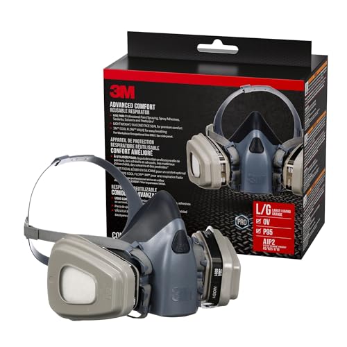 3M Professional Half Mask Organic Vapor, P95 Respirator with Cool Flow Valve, Reusable Respirator, Large