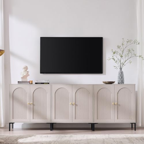 IFGET 92.63"W Modern Arch Sideboard Buffet Cabinet with Storage, Light Grey - color: Light Grey, size: 3 Pieces