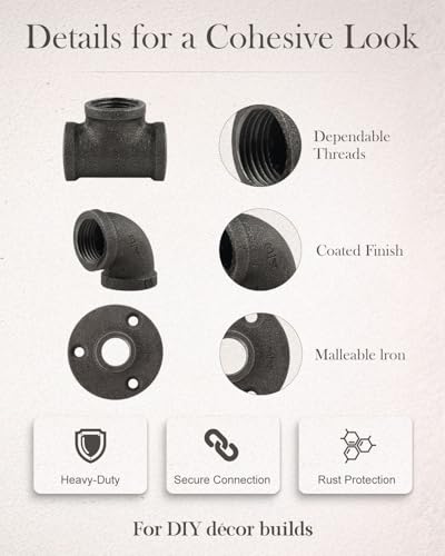 30 Pack 3/4 Inch Cast Iron Pipe Fittings with Elbows Tees Flanges - size: 3/4 Inch