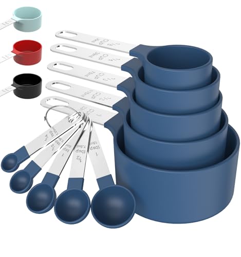 Measuring Cups & Spoons Set, Stackable Cups and Spoons - color: Blue