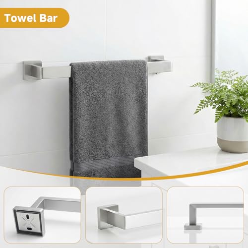 5 Piece Bathroom Towel Bar Set - SUS304 Stainless Steel Brushed Nickel Bath Towel Holder, 16 Inch Towel Racks for Bathroom Wall Mounted, Bathroom Hardware Accessories Set - color: D-16 Brushed Nickel